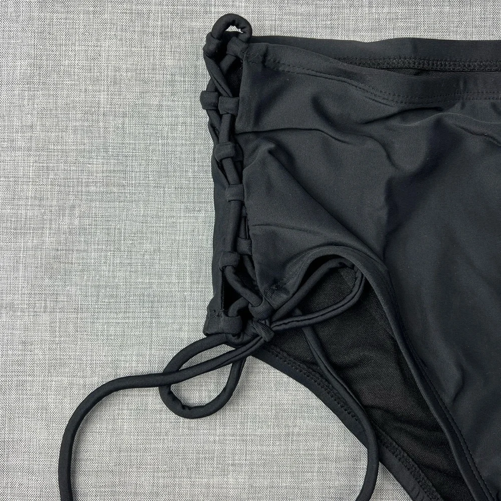 Xhiliration High Waist Side Tie Bikini Bottom Plus Size 14W 16W/18W 20W/22W - Picture 3 of 5